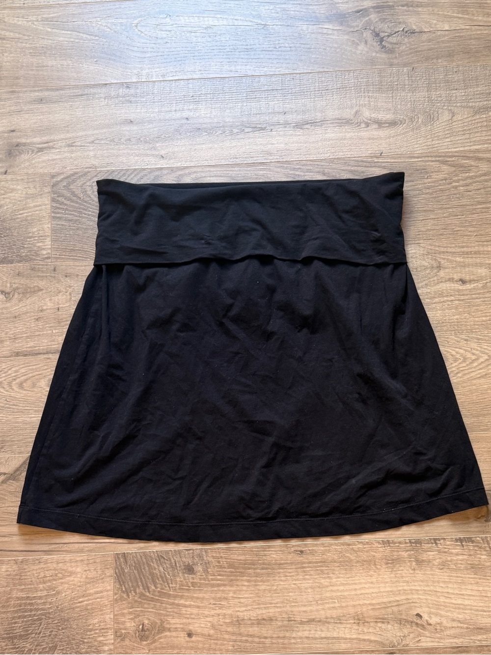 DKNY Black Foldover Knit Mini Skirt